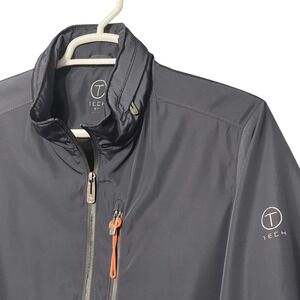 TECH‎ by TUMI Charcoal Gray Lightweight Full Zip Jacket Water Resistant Hooded